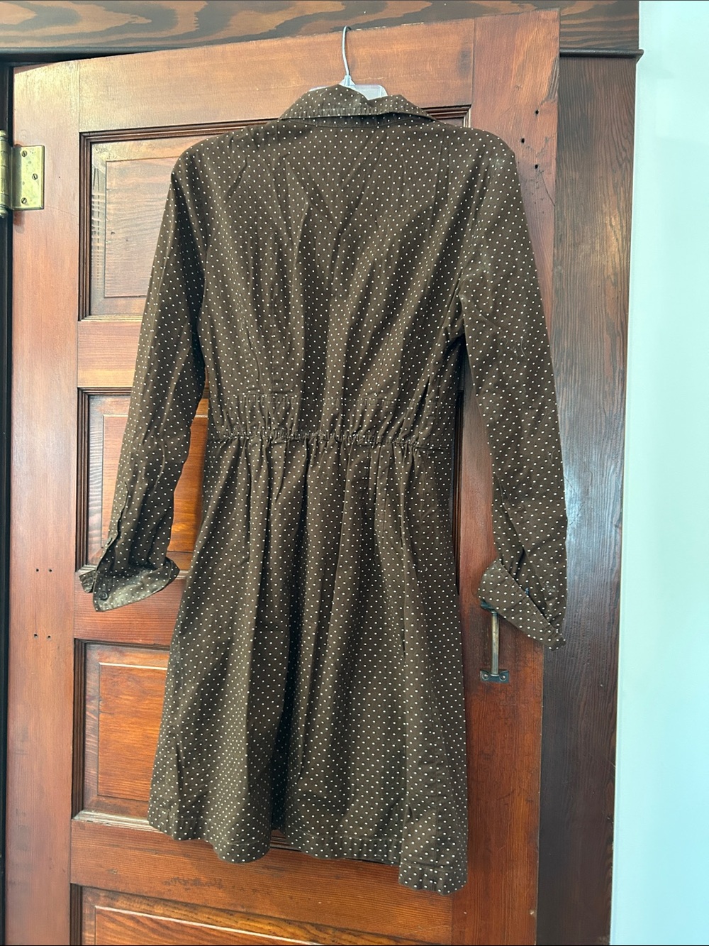 Merona Brown Polka Dot Button-Front Shirt Dress M - Picture 3 of 3
